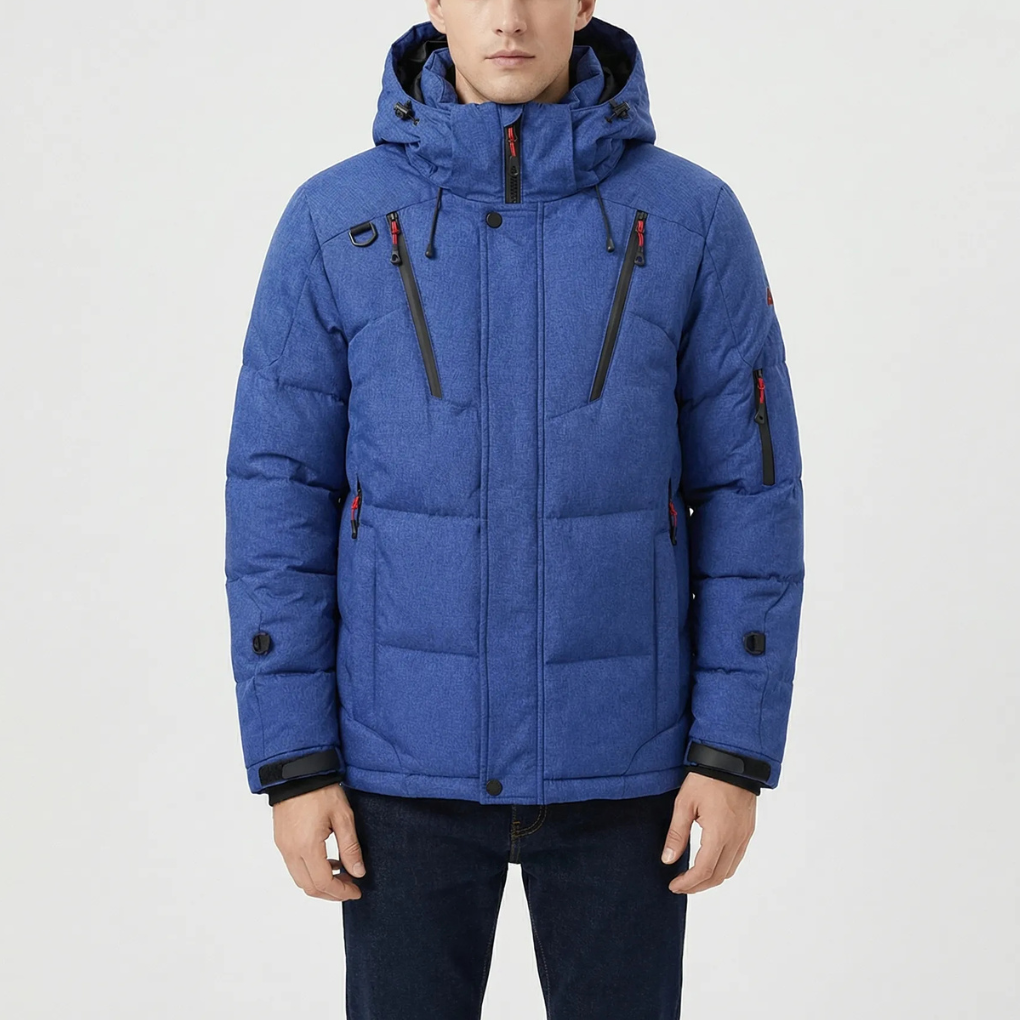 Chaqueta de Plumas con Capucha Acolchada para Hombres