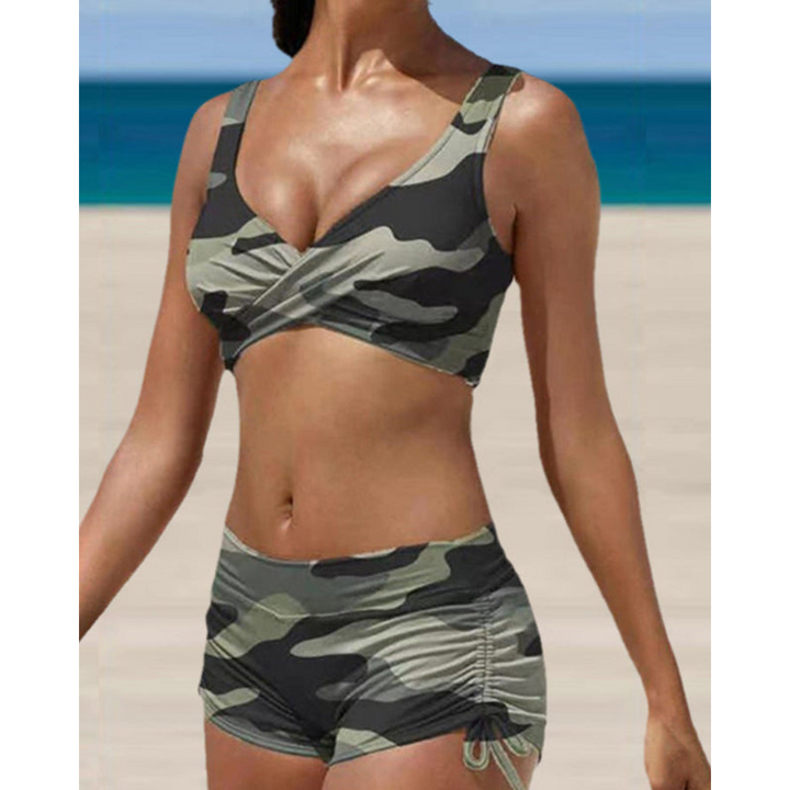 Traje de baño de dos piezas estampado para mujer