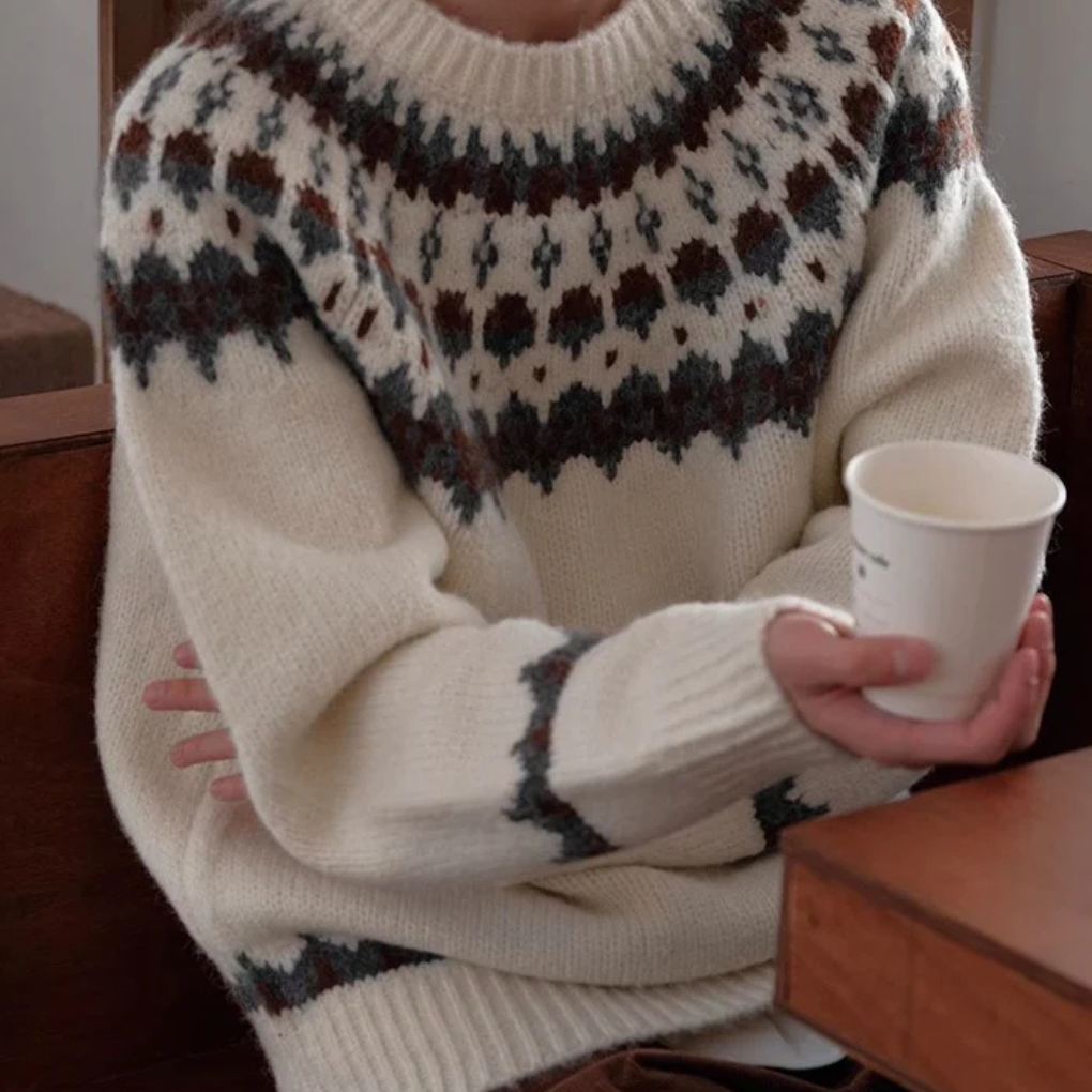 Suéter vintage de cuello redondo para hombre