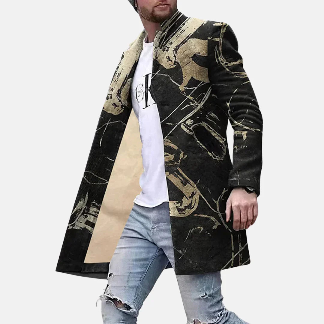 Abrigo con estampado urbano – Chaqueta casual y ajustable para hombre