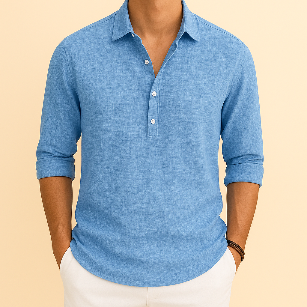 Camisa informal de manga larga holgada para hombre