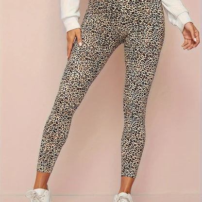 Leggings de cintura alta con estampado de leopardo para mujer