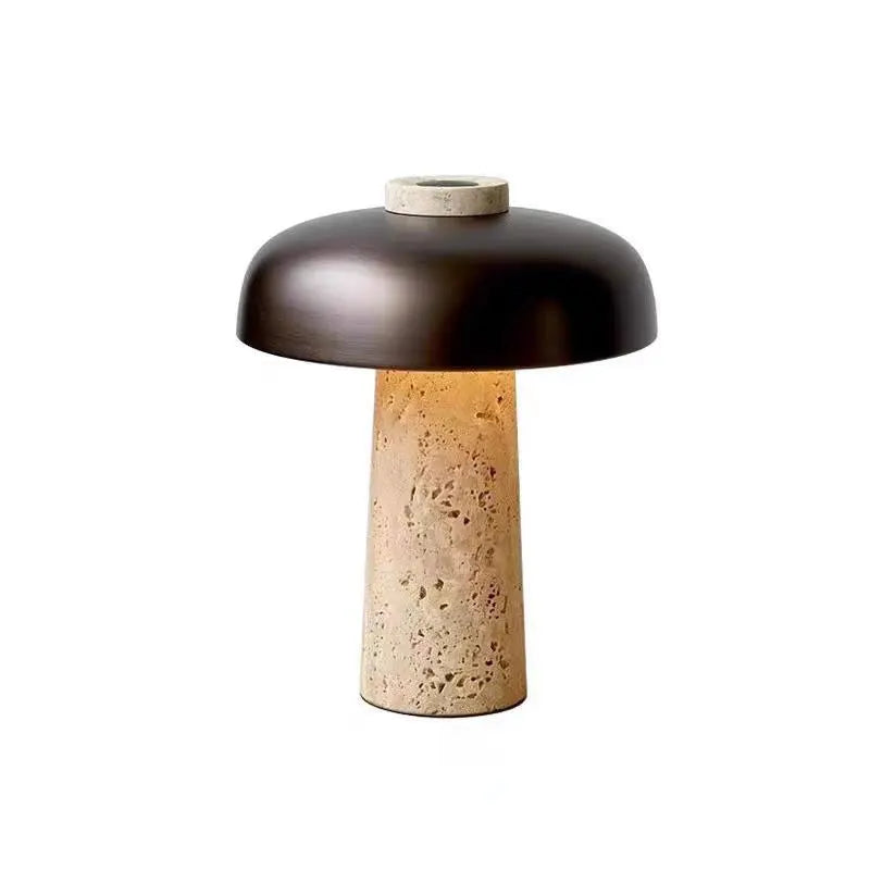 LumiTerra - Lámpara de Mesa de Travertino