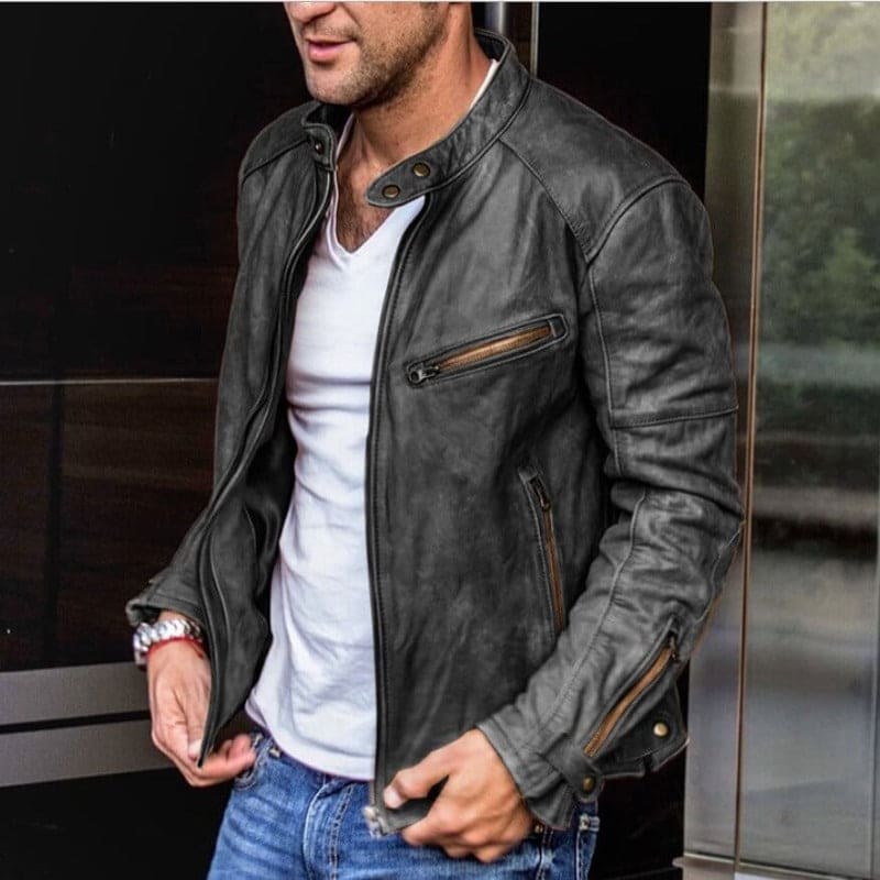Elegante e impermeable chaqueta de cuero para hombre