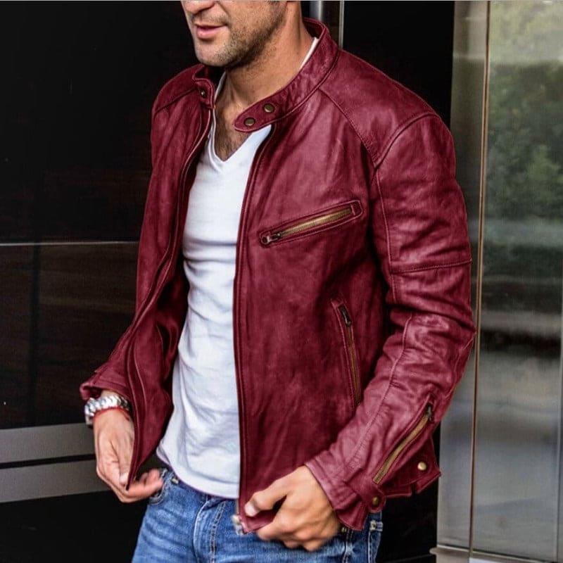 Elegante e impermeable chaqueta de cuero para hombre