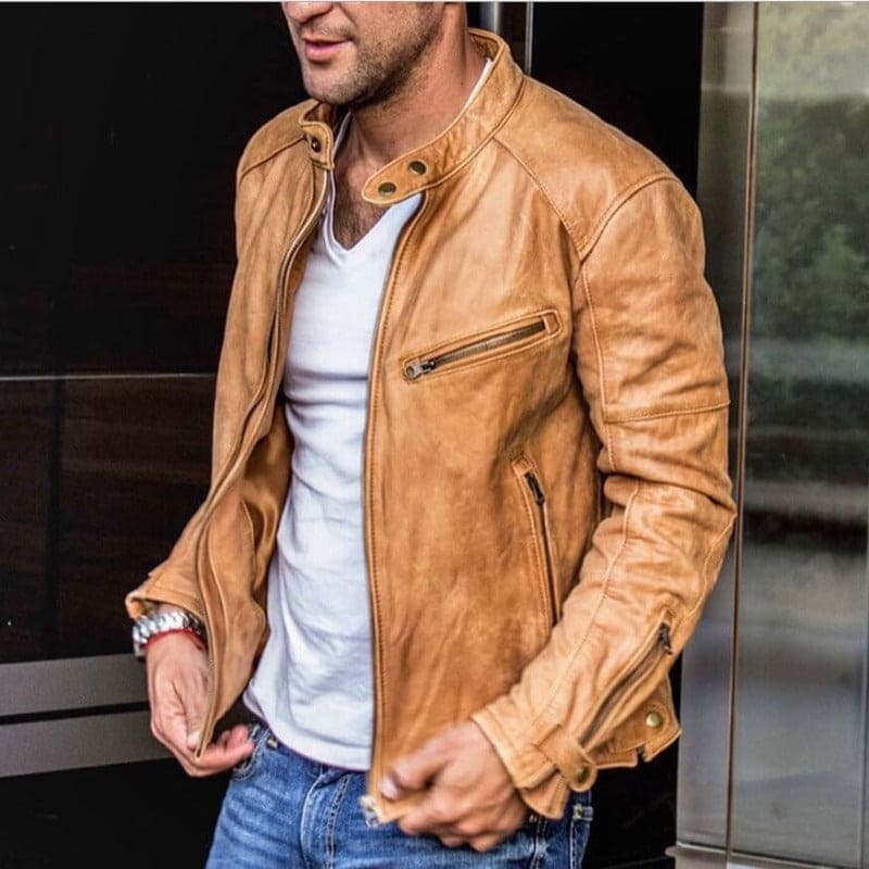 Elegante e impermeable chaqueta de cuero para hombre
