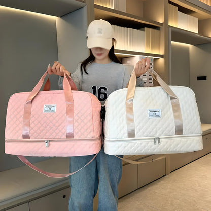 Bolsa de Viaje de Gran Capacidad con Estampado de Rombos
