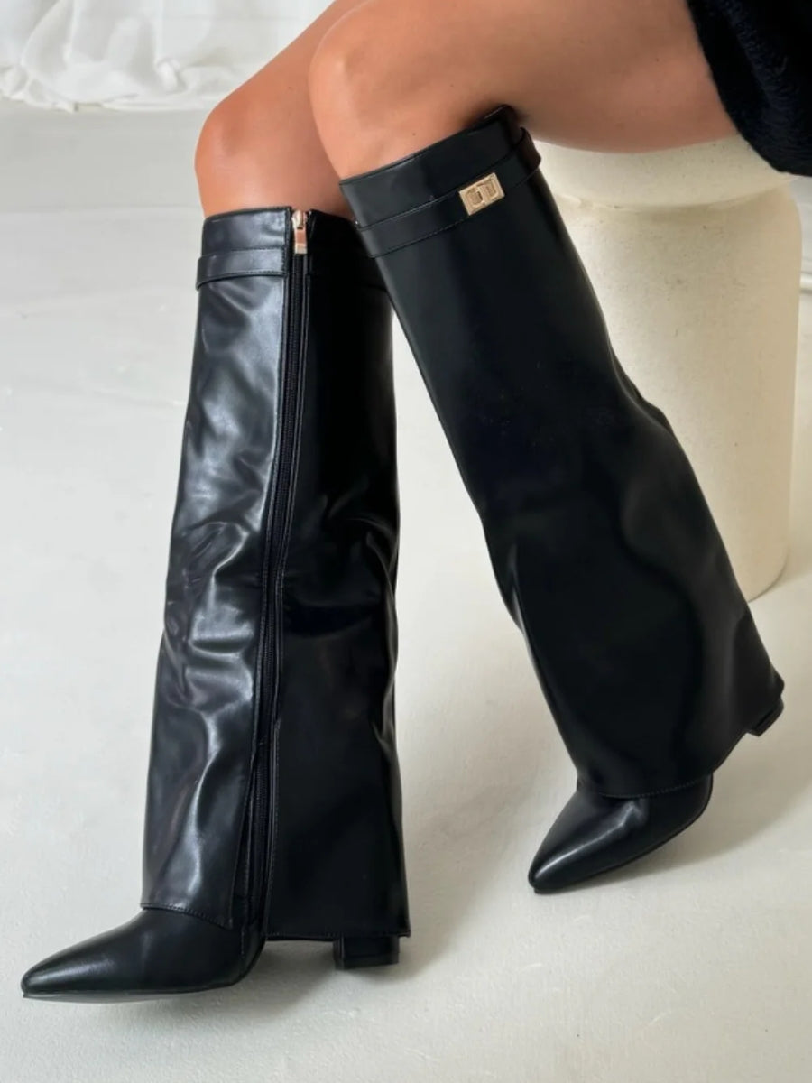 Botas de ante hasta la rodilla con tacón