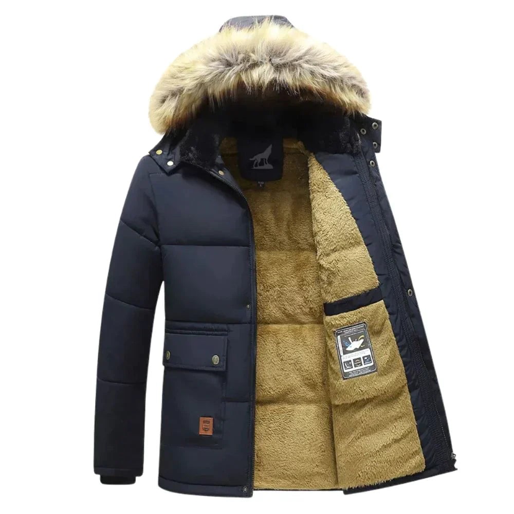 Parka de invierno para hombre con capucha desmontable