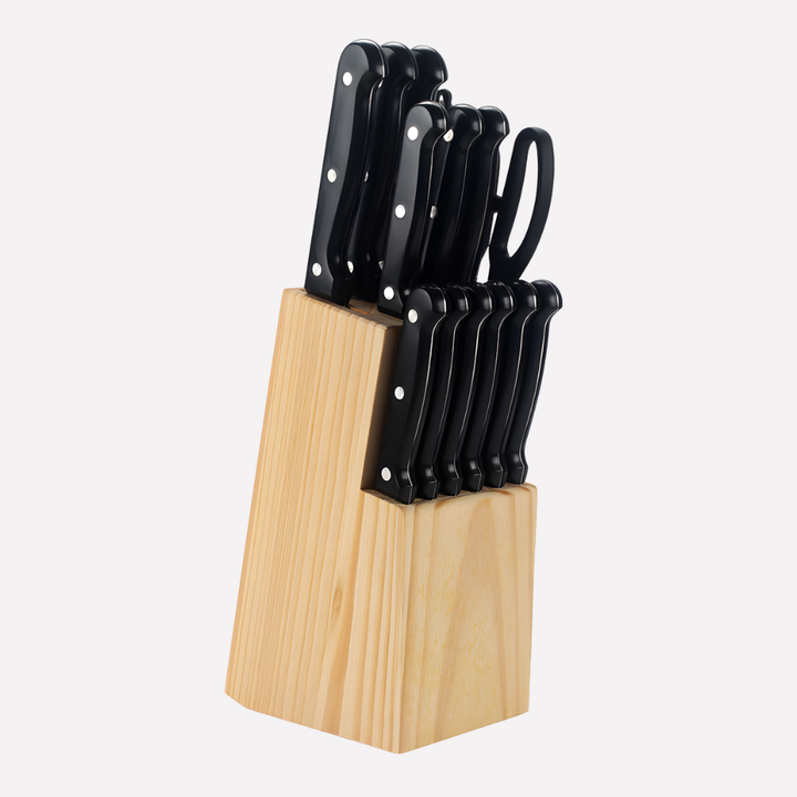 Juego de cuchillos de cocina de acero inoxidable al carbono alto de 14 piezas