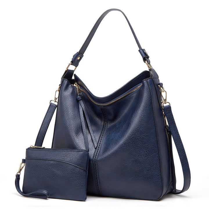 Bolso de Hombro de Cuero Clásico con Detalles en Oro Sutil