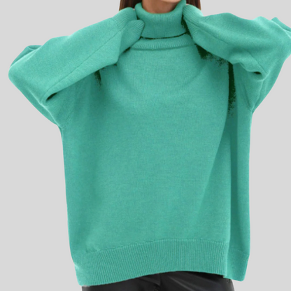 Suéter moderno de cuello alto para mujer
