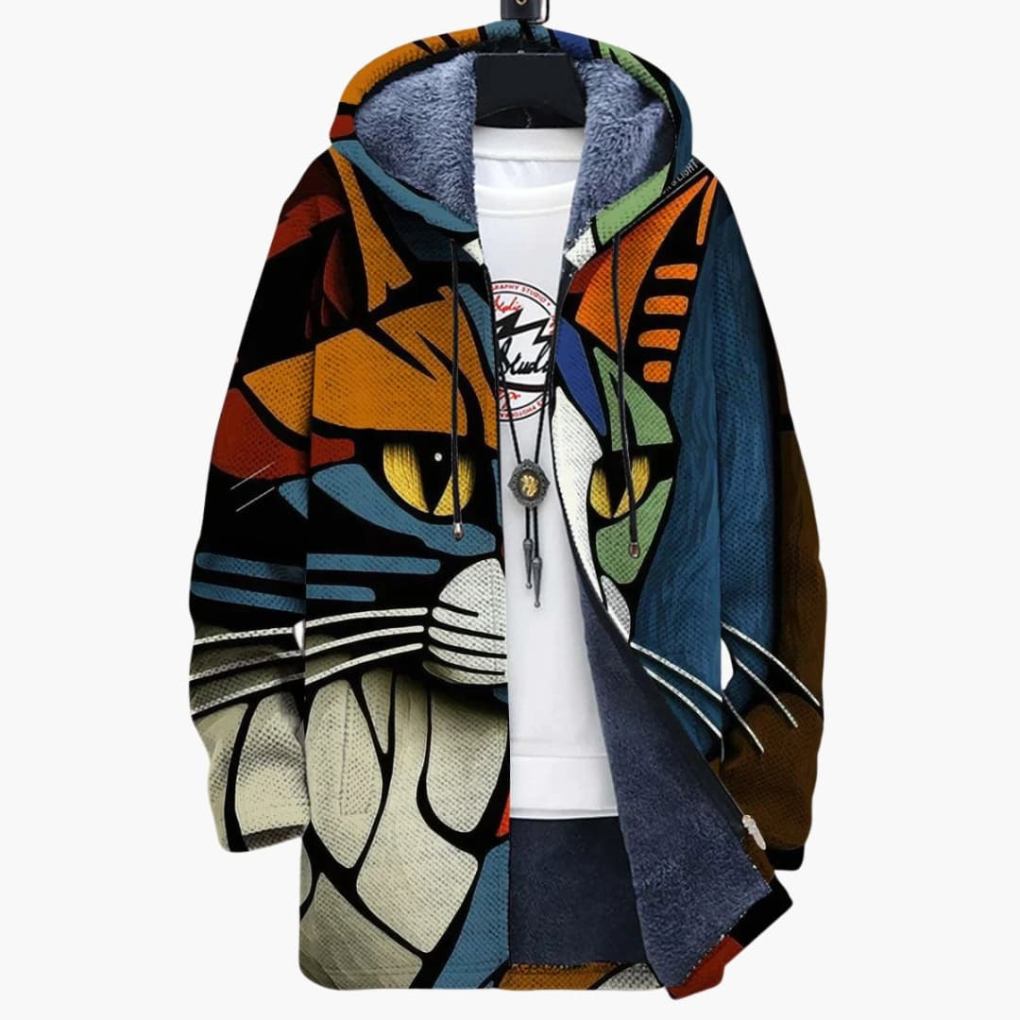 Cardigan con Capucha Unisex con Diseño de Gato