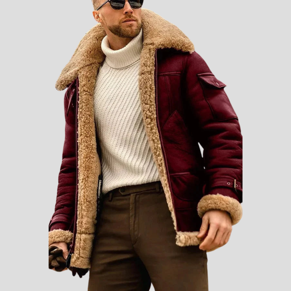 Chaqueta de motociclista color camello para hombre