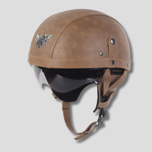 Casco de Motocicleta Vintage con Visera Retráctil