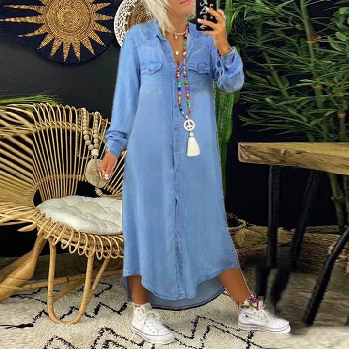 Vestido vaquero de manga larga para un estilo diario desenfadado