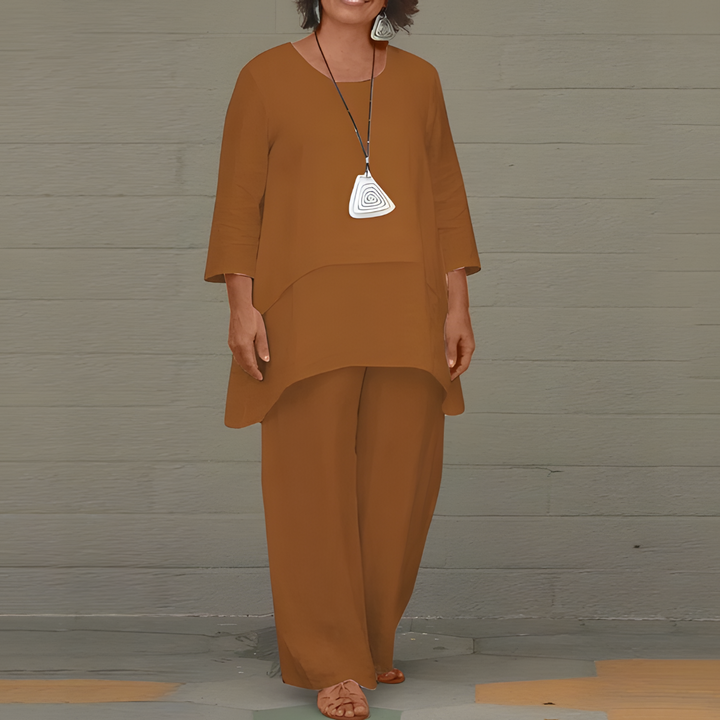 Elegante conjunto de lino de 2 piezas para mujer