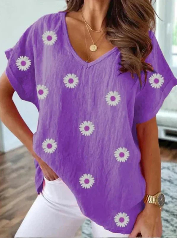 Camiseta casual con cuello en V