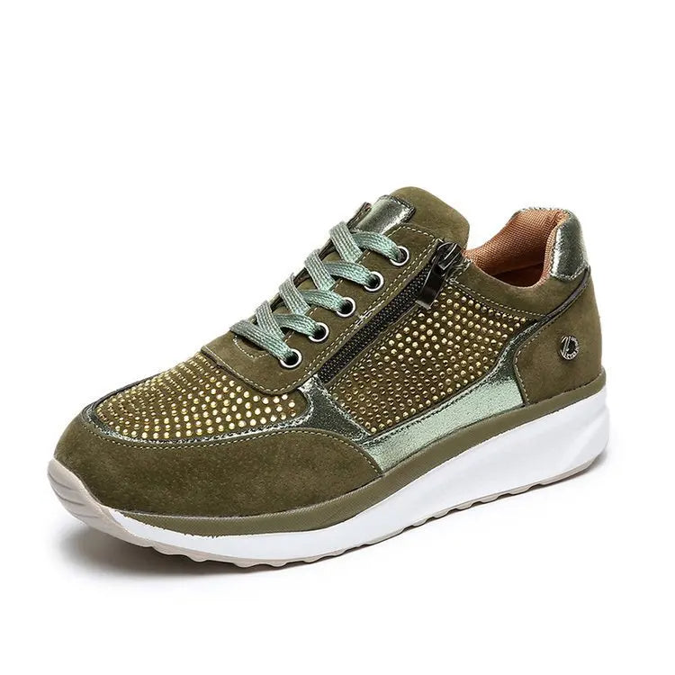 Zapatillas deportivas de mujer con detalles de cristal y suela de plataforma
