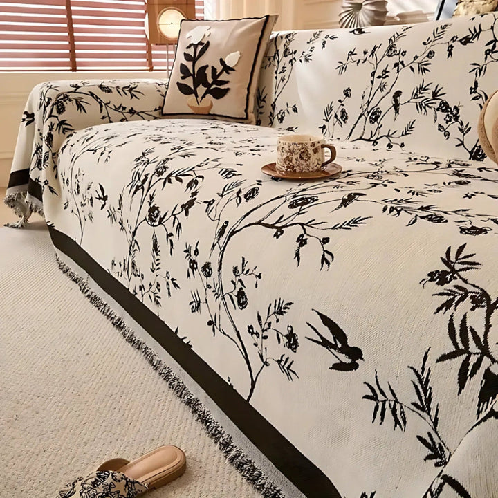 Manta Elegante con Patrón Floral y Flecos