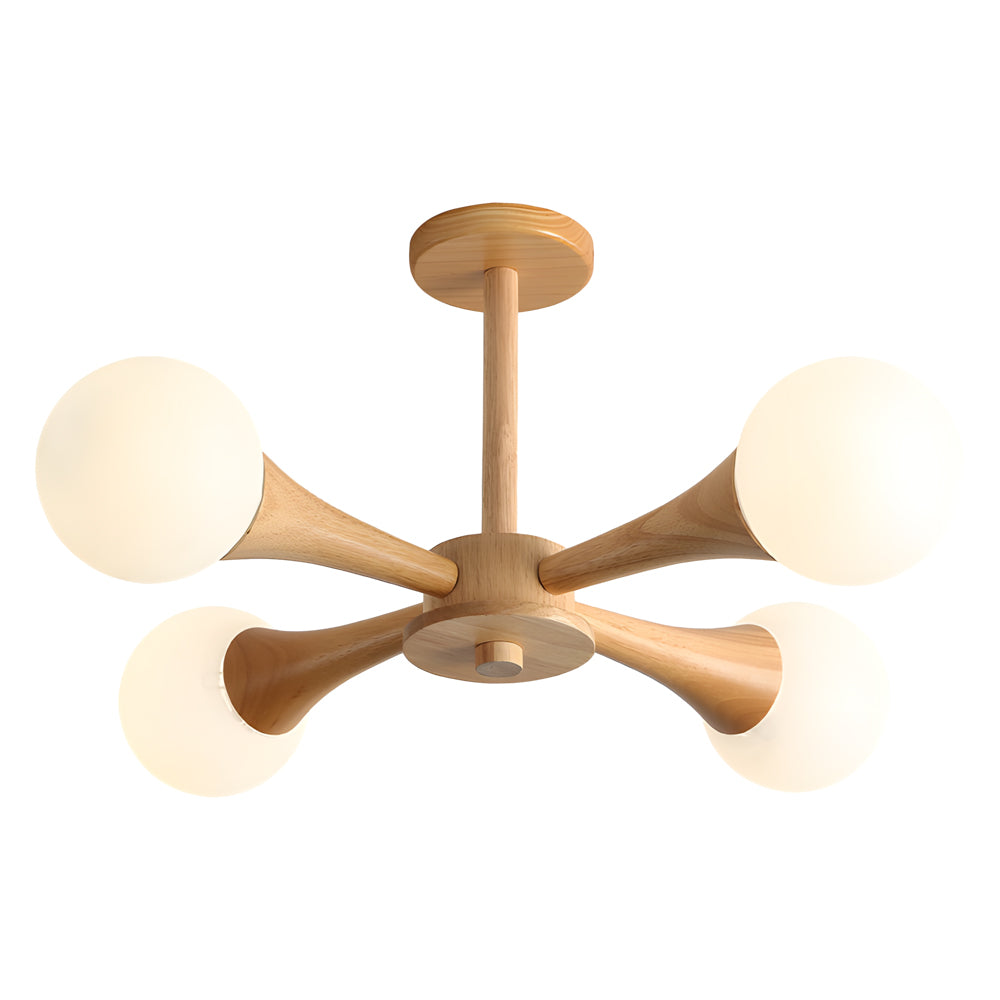 LumiNordic | Lámpara Colgante Escandinava de Madera con Pantallas de Vidrio