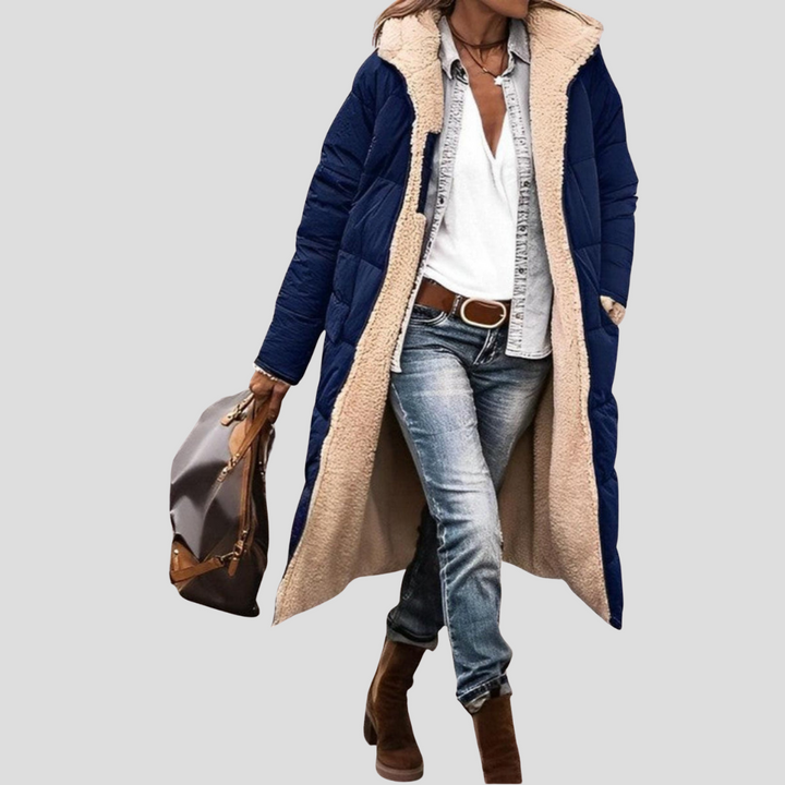Abrigo Largo Reversible de Invierno para Mujeres – Con Capucha y Forro de Teddy