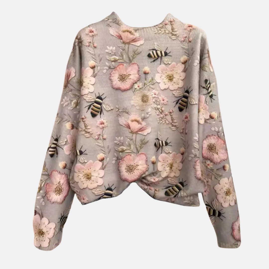 Suéter de Tricot con Flor 3D para Mujeres