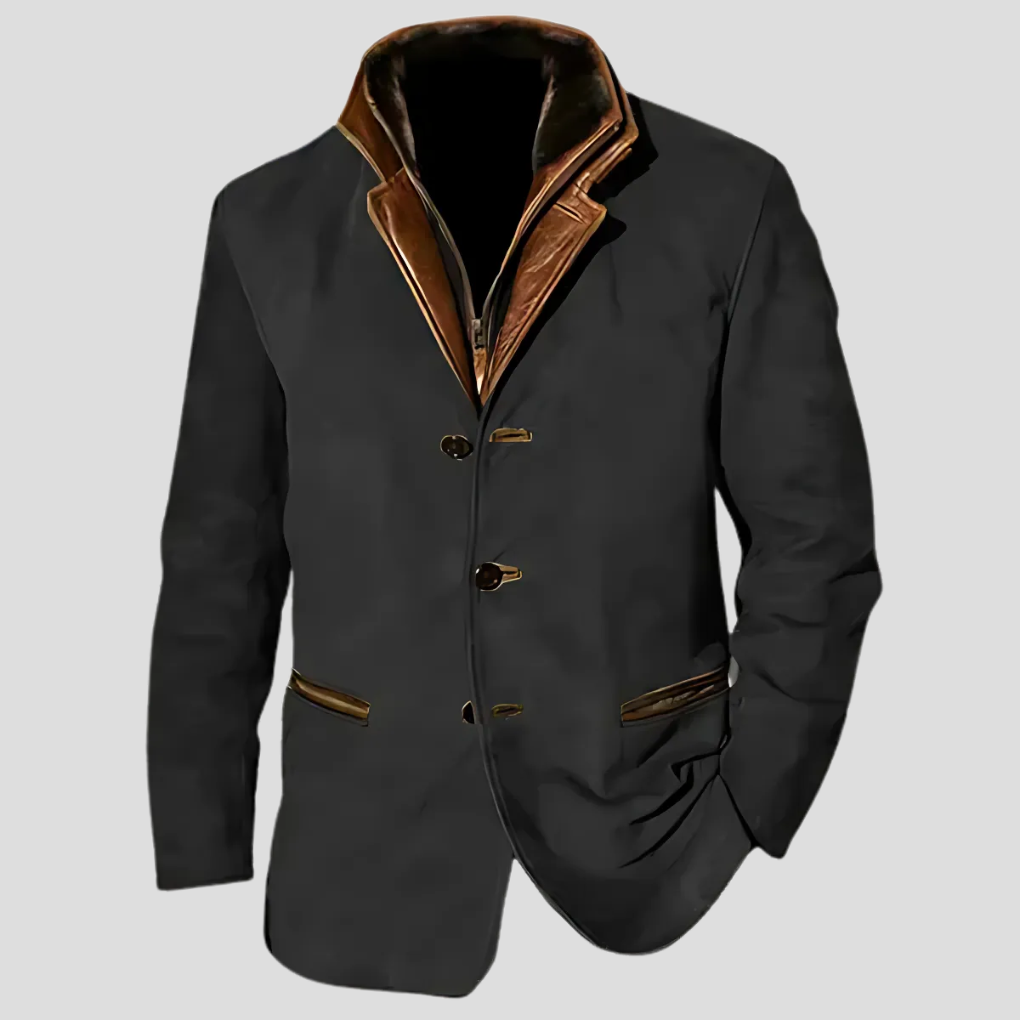 Chaqueta retro de cuello en contraste para hombre