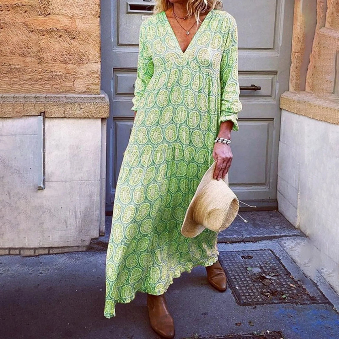 Vestido largo geométrico de Bohowaves: donde el estilo bohemio se une a la elegancia veraniega