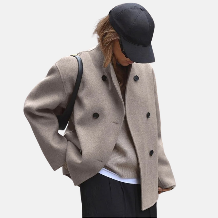 Abrigo de estilo vintage con aspecto de lana para mujer