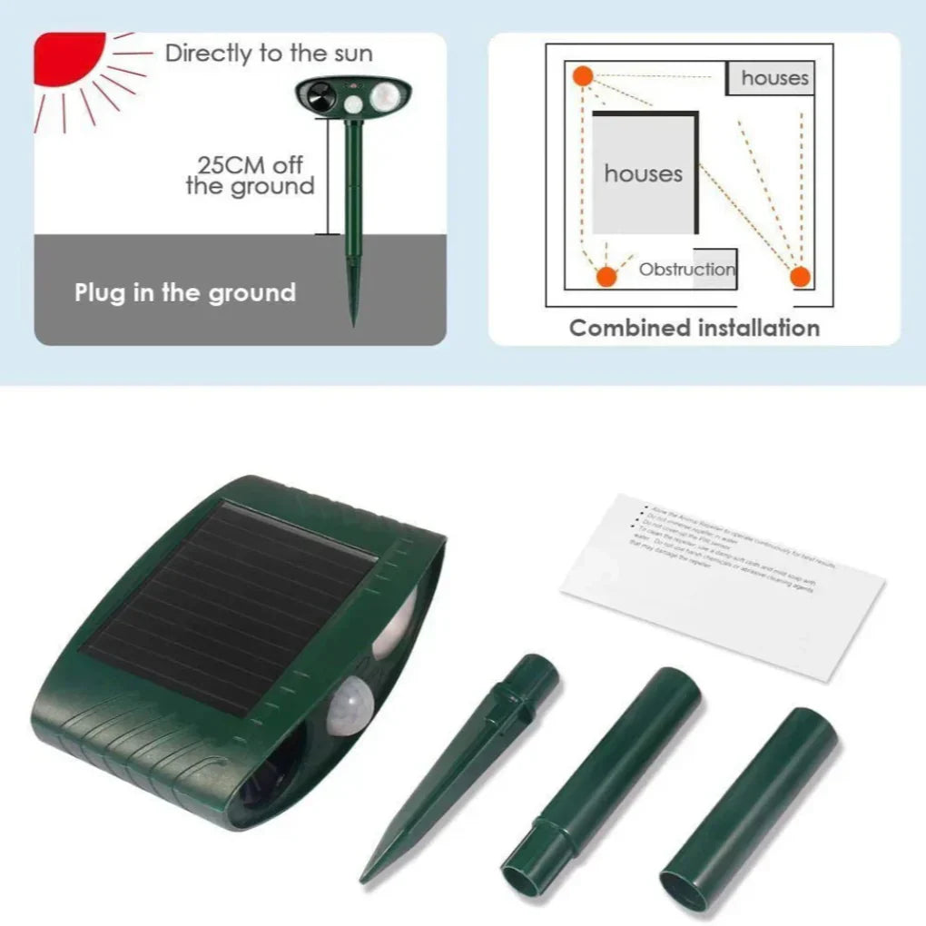 Repelente Ultrasonico de Animales Solar Activado por Movimiento