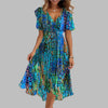 Vestido Midi Arrugado Floral Elegante para Mujeres