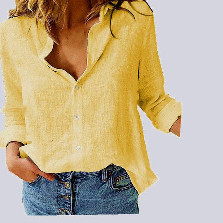 Blusa de mujer de mezcla de lino