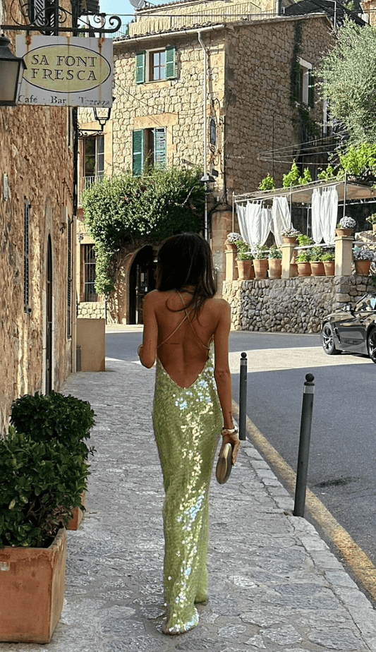 Vestido largo de lentejuelas para mujer