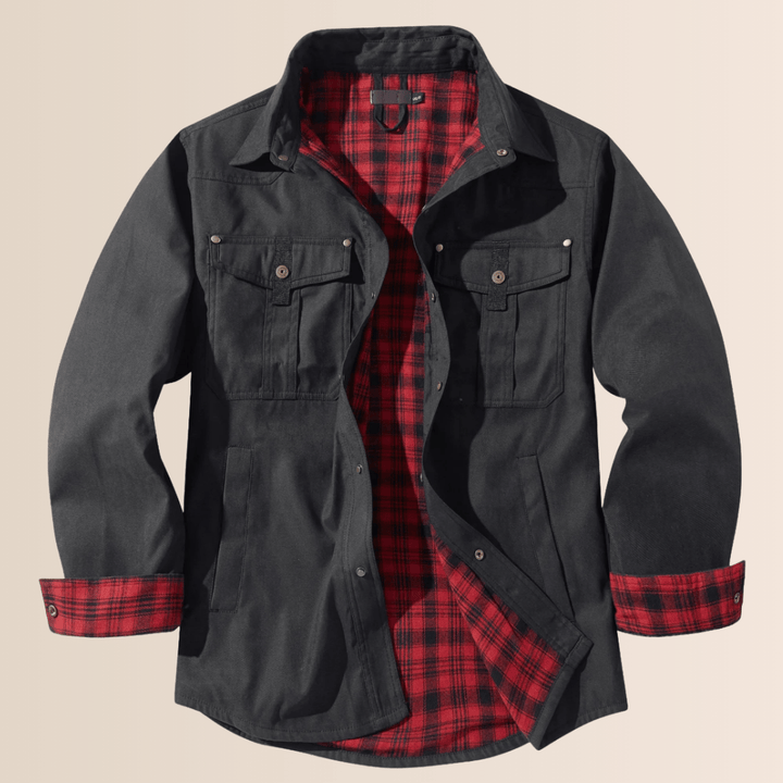 Chaqueta de franela a cuadros estilo vintage para hombre