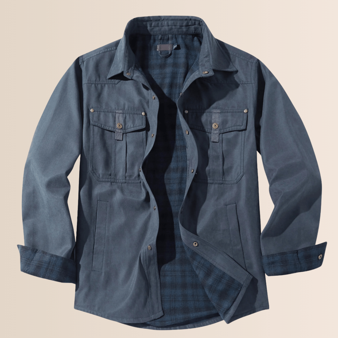 Chaqueta de franela a cuadros estilo vintage para hombre