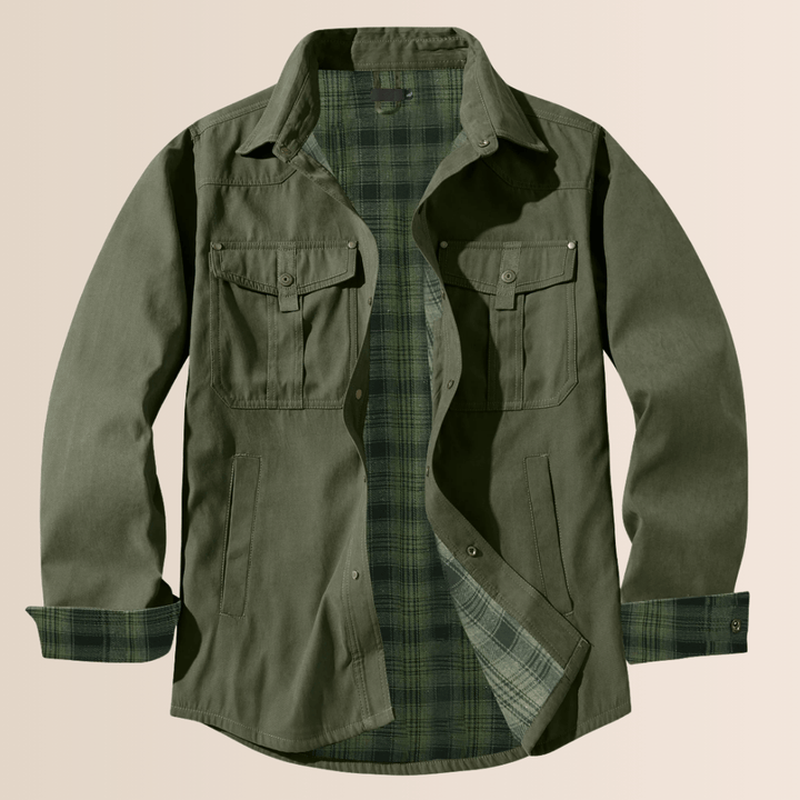 Chaqueta de franela a cuadros estilo vintage para hombre