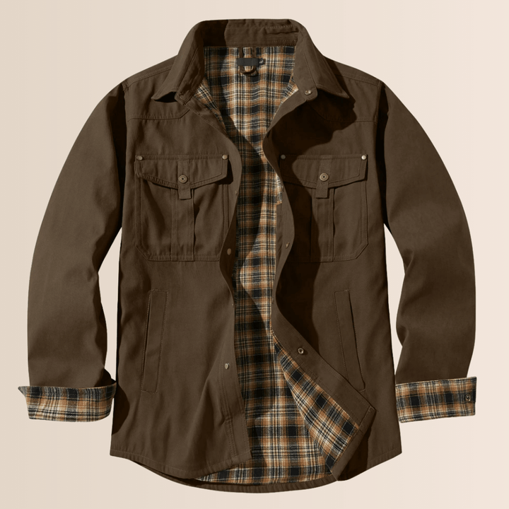 Chaqueta de franela a cuadros estilo vintage para hombre