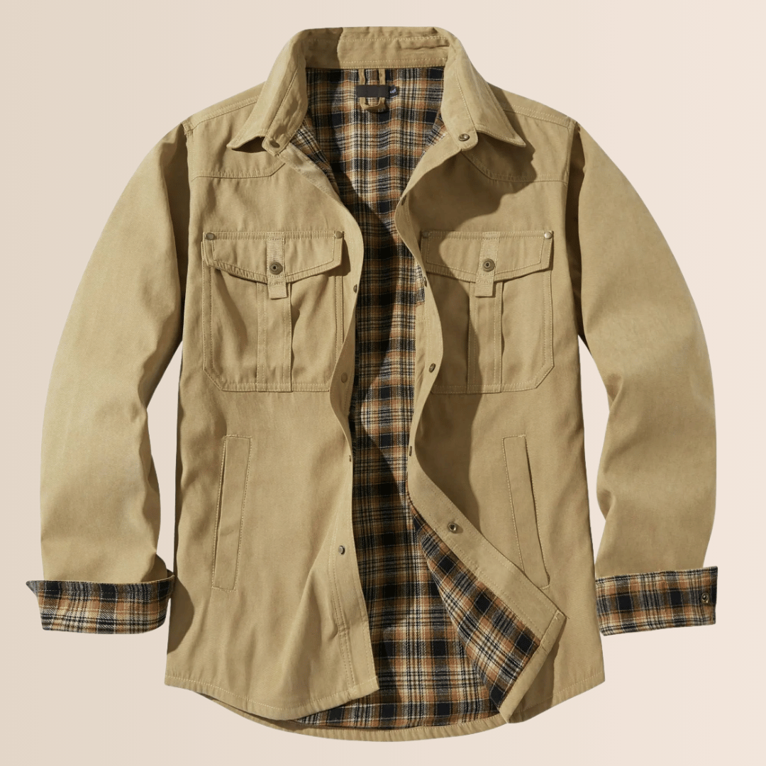 Chaqueta de franela a cuadros estilo vintage para hombre