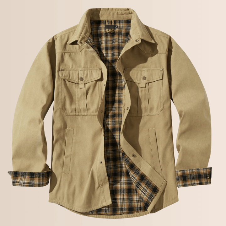 Chaqueta de franela a cuadros estilo vintage para hombre