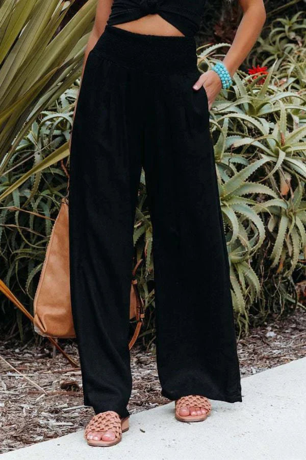 Elegantes pantalones palazzo elásticos para mujer