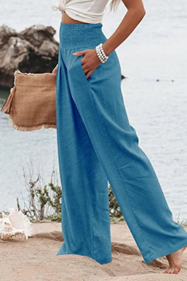 Elegantes pantalones palazzo elásticos para mujer