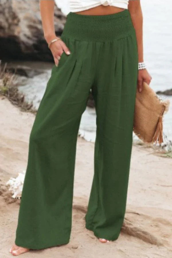 Elegantes pantalones palazzo elásticos para mujer