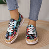 Elegantes zapatos de cordones con estampado floral para mujer