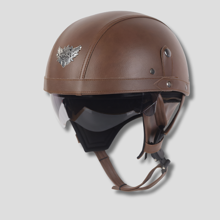 Casco de Motocicleta Vintage con Visera Retráctil