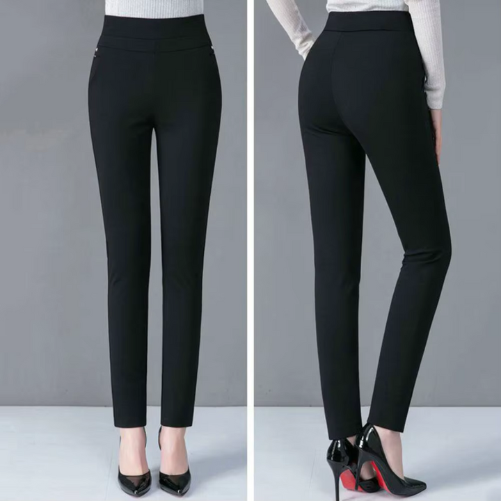 Pantalones elásticos de cintura alta con corte cómodo