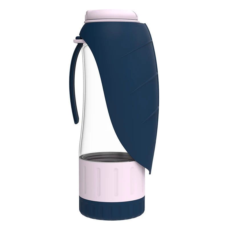 Agua portátil &amp; Botella de comida para perros con diseño 2 en 1