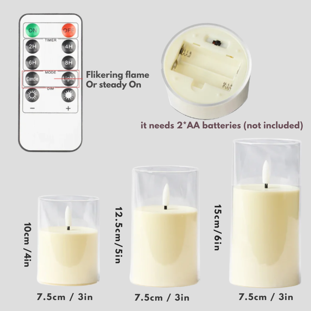 Juego de Velas LED de 3 Piezas