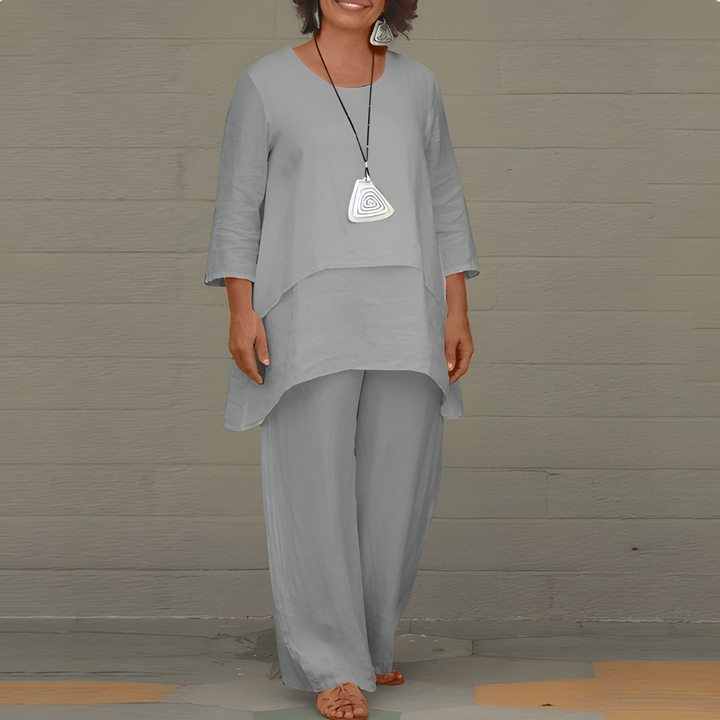 Elegante conjunto de lino de 2 piezas para mujer