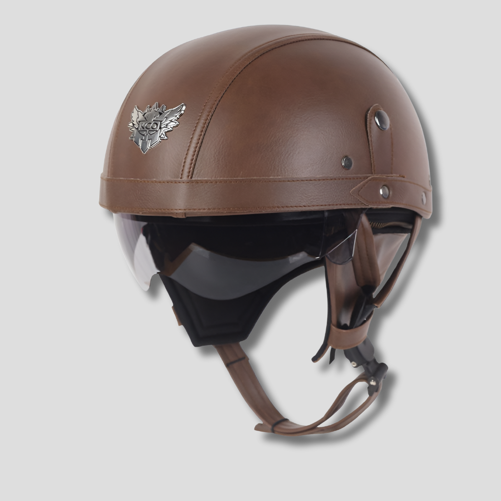 Casco de Motocicleta Vintage con Visera Retráctil